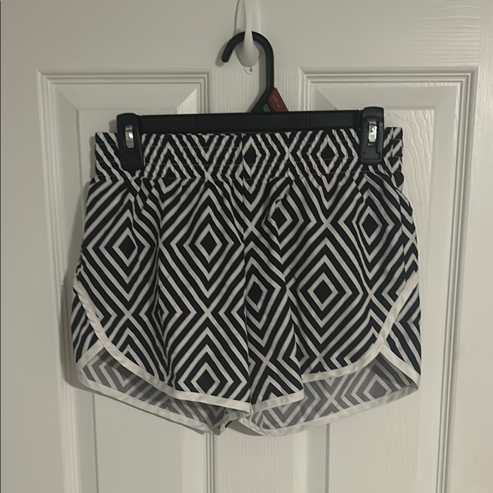 Black and White Geometric Patterned Shorts